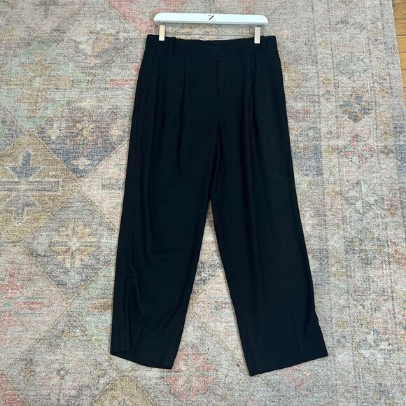 Vince Pleat-Detail Cropped Tailored Trousers Black Dress Pants Size Medium - Picture 3 of 8